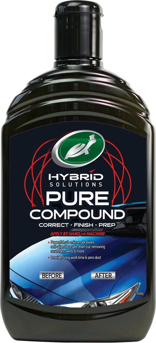 Turtle wax hybrid solutions pure compound - verwijdert oppervlakteoxidatie, krassen en swirls - voor alle glanzende blanke lakafwerkingen – zowel handmatig of machinaal te verwerken - 500ml