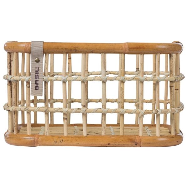Basil Green Life - rotan fietsmand - medium - voorop natural bruin