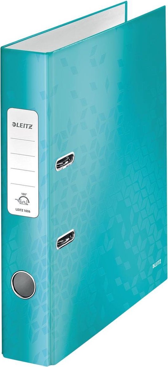 Leitz wow 180° duurzame ordner - capaciteit van 350 a4-vel - rugbreedte van 50 mm - ijsblauw