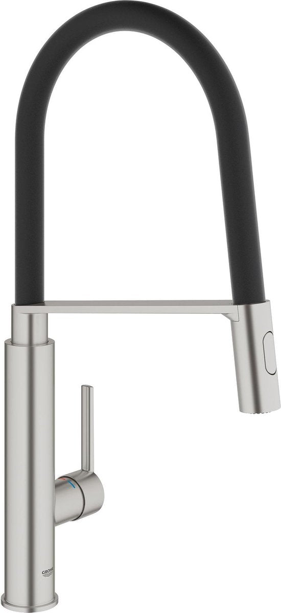 Grohe quickfix feel professional keukenkraan - hoge draaibare uitloop - 2 straalopties - rvs