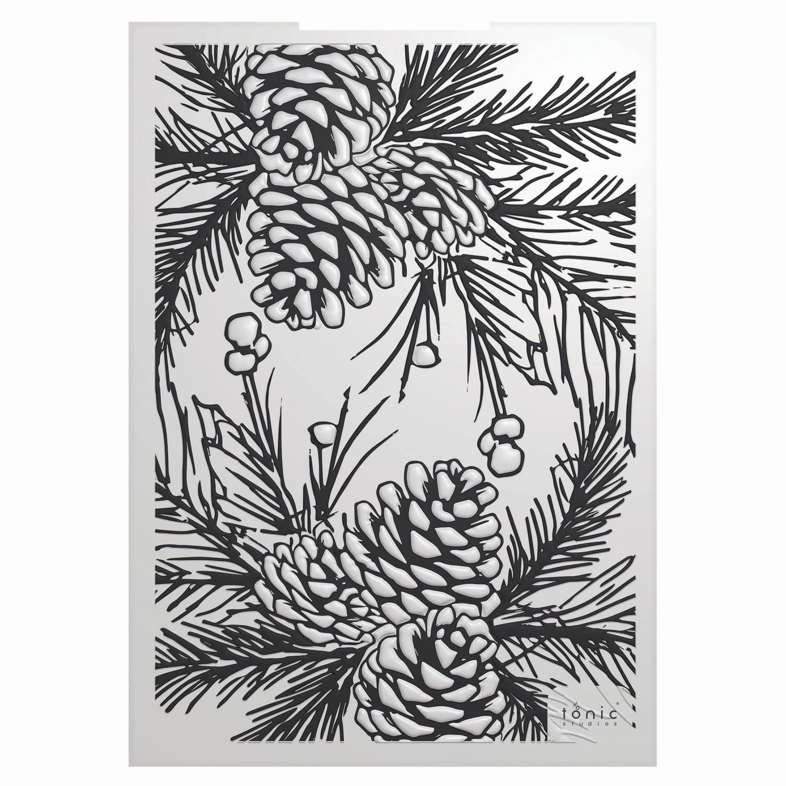 Tonic studios • timeless tidings pinecone parade 3d embossing folder
