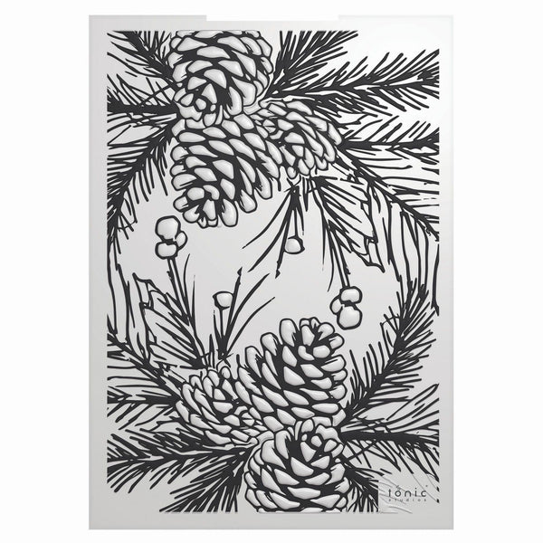 Tonic studios • timeless tidings pinecone parade 3d embossing folder