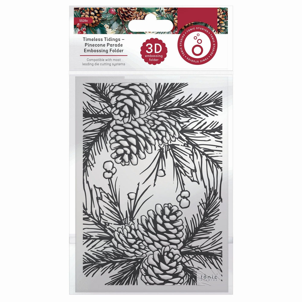 Tonic studios • timeless tidings pinecone parade 3d embossing folder