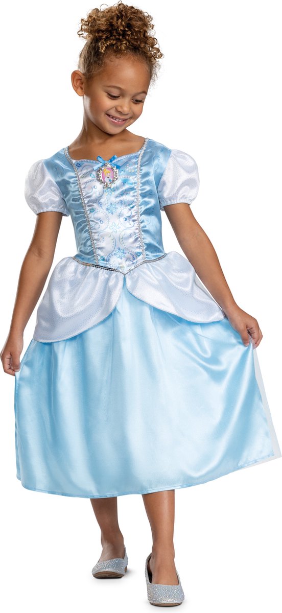 Disguise disney prinses - cinderella, assepoester jurk classic, maat m (7-8 jaar), meisjes