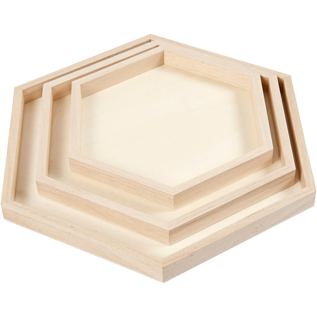 Creatief bedrijf houten dienbladen divers, set van 3
