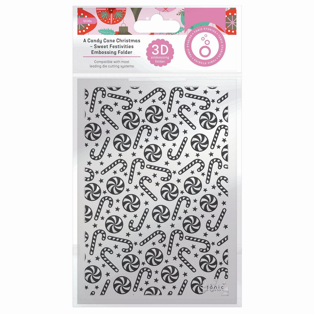 Tonic studios • a candy cane christmas 3d embossing folder sweet festivities