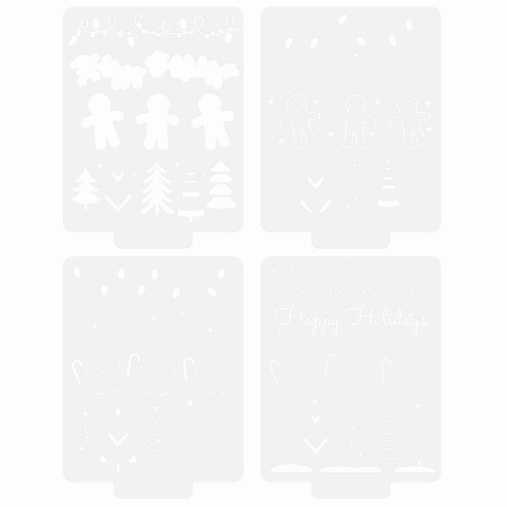 Tonic studios • a candy cane christmas stencil set 4pcs