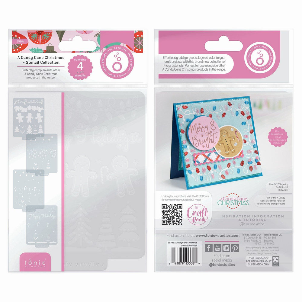 Tonic studios • a candy cane christmas stencil set 4pcs