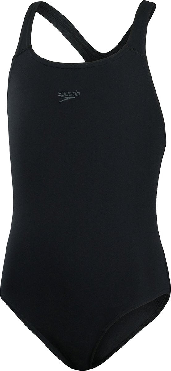Speedo endurance+ medalist meisjes sportbadpak - kleurvast badpak meisjes - chloorbestendig zwempak meisjes - sportbadpak kids met medalist-rug - zwart - maat 152