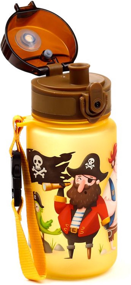 Puckator drinkfles kind - jolly rogers - pop top - ecozen - 17x6.5x6.5cm - 350ml