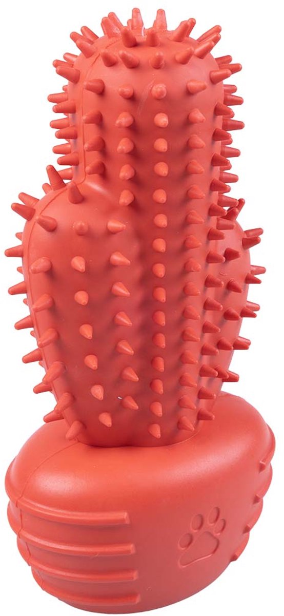 Duvo plus playtime kauwspeeltje griplay cactus - rubber hondenspeelgoed dat tanden poetst - m 18x9,5x6cm - rood