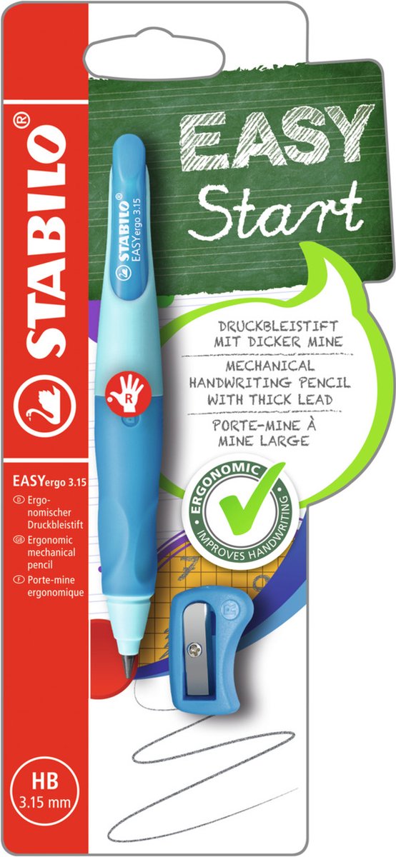 Stabilo 5 x easyergo 3.15mm - vulpotlood - rechtshandig - blauw donker blauw -