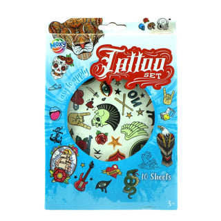 Grafix tattoo set plaktattoo speelgoed 10 vellen multi kleuren 22x15 cm.