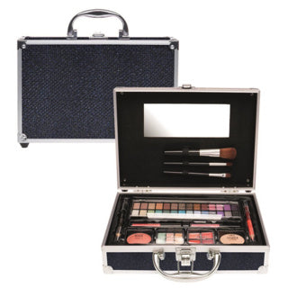 Casuelle make up koffer zwart blauw glitter