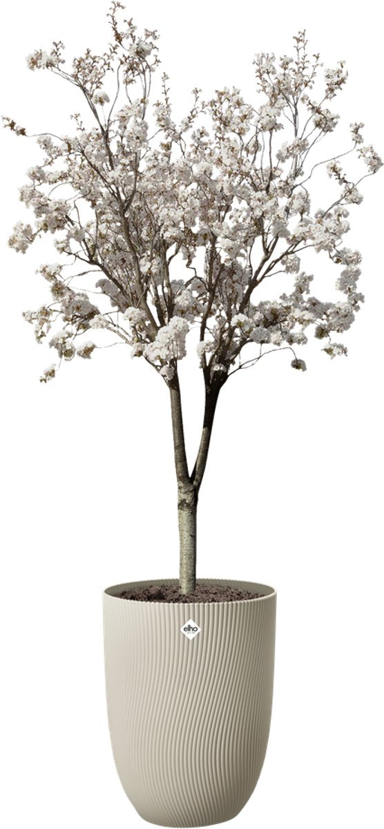 Elho sereh hoog 40 - bloempot voor binnen buiten - 100% gerecycled plastic - ø 39 x h 53.4 cm - paddenstoel beige