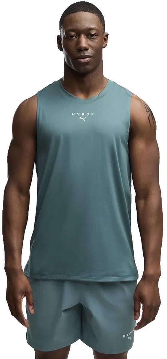Puma x hyrox cloudspun mouwloos t-shirt blauw,grijs xl man