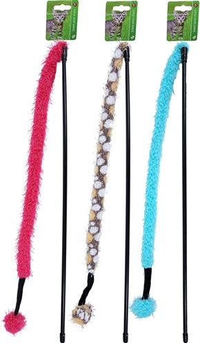 Kattenspeelgoed hengel harige staart pluche bal assorti