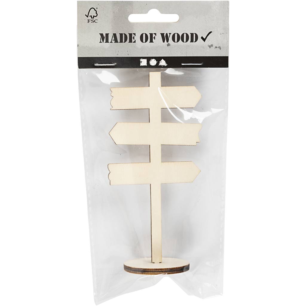 Creatief bedrijf houten bord pijlen op voet, 12cm