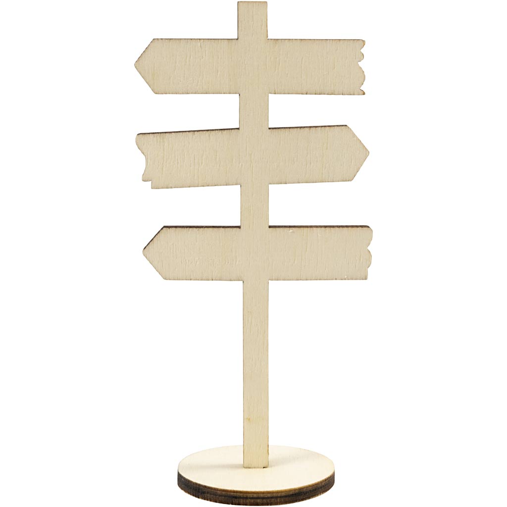 Creatief bedrijf houten bord pijlen op voet, 12cm