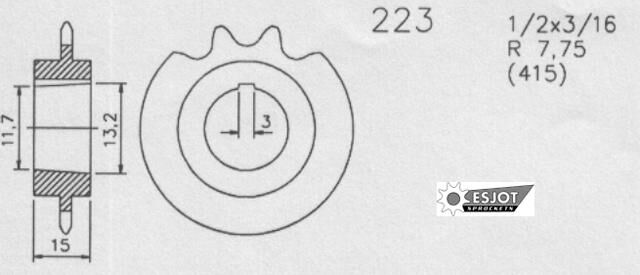 Esjot aandrijfrondsel 0223 sprocket 415 13z standard
