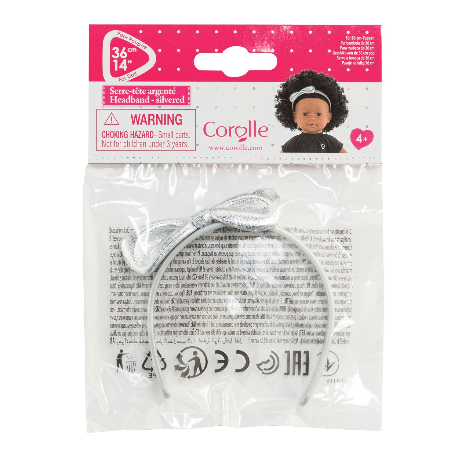 Corolle ma haarband met strike zilver, 36cm