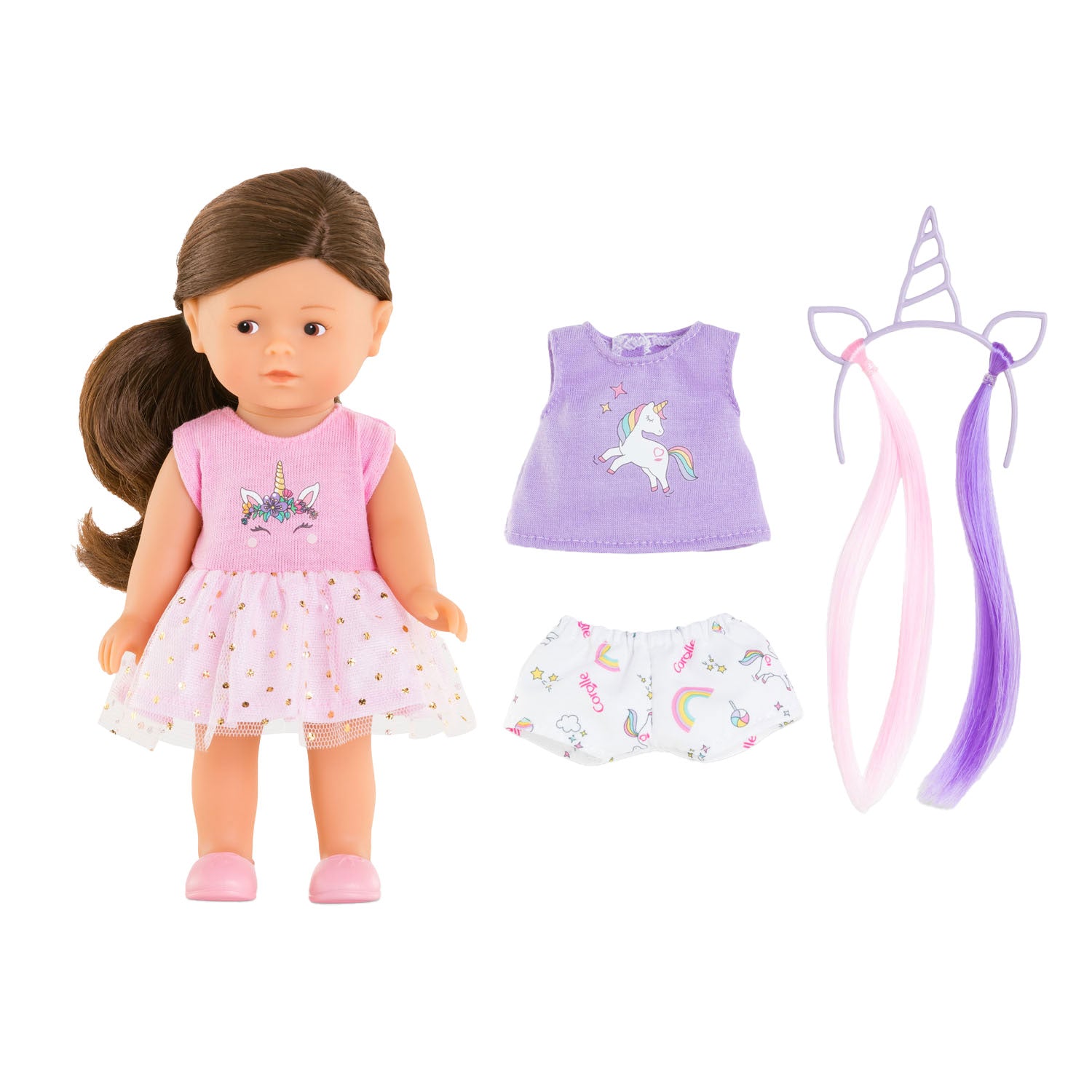 Corolle pop eenhoorn romy 20cm - mini corolline speelset met accessoires.