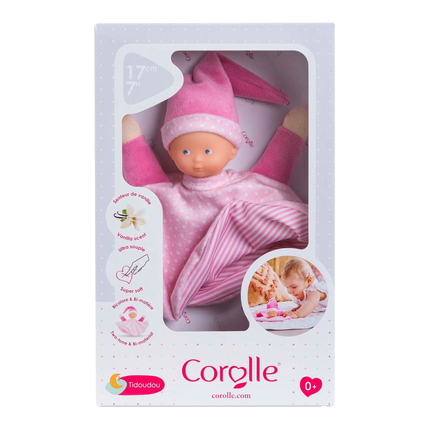 Corolle tidoudou - roze knuffeldoek, 17cm