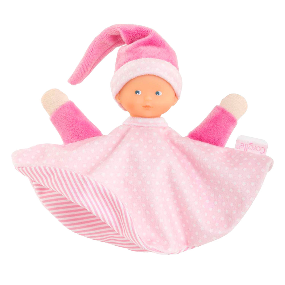Corolle knuffeldoek roze - tidoudou babydoekje 17cm voor baby's.