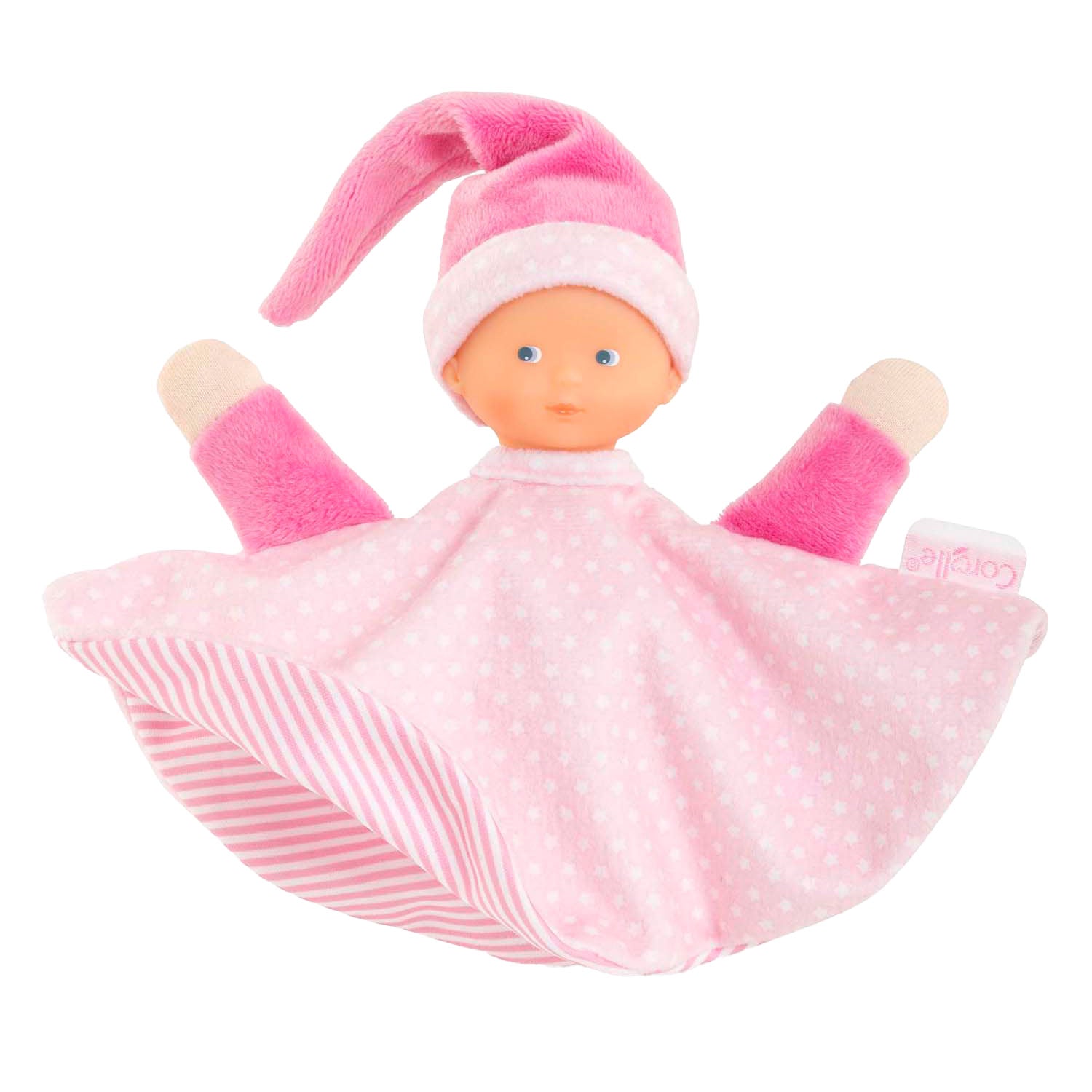 Corolle knuffeldoek roze - tidoudou babydoekje 17cm voor baby's.