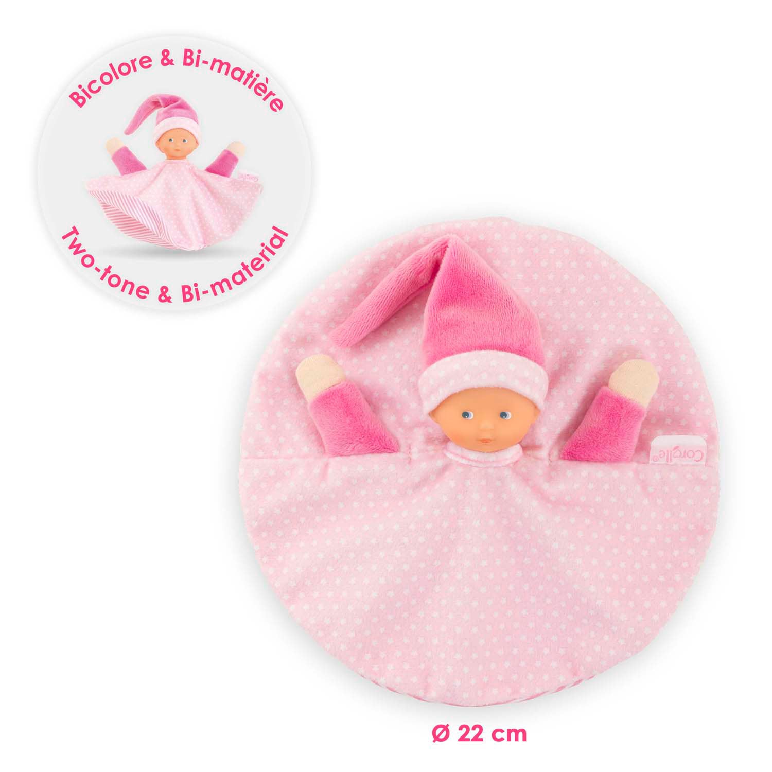 Corolle tidoudou - roze knuffeldoek, 17cm
