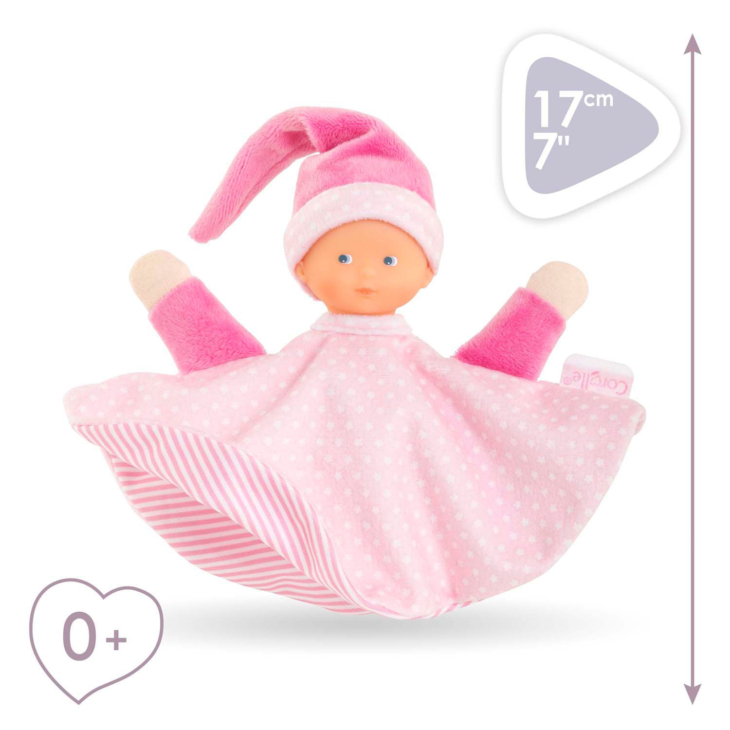 Corolle tidoudou - roze knuffeldoek, 17cm