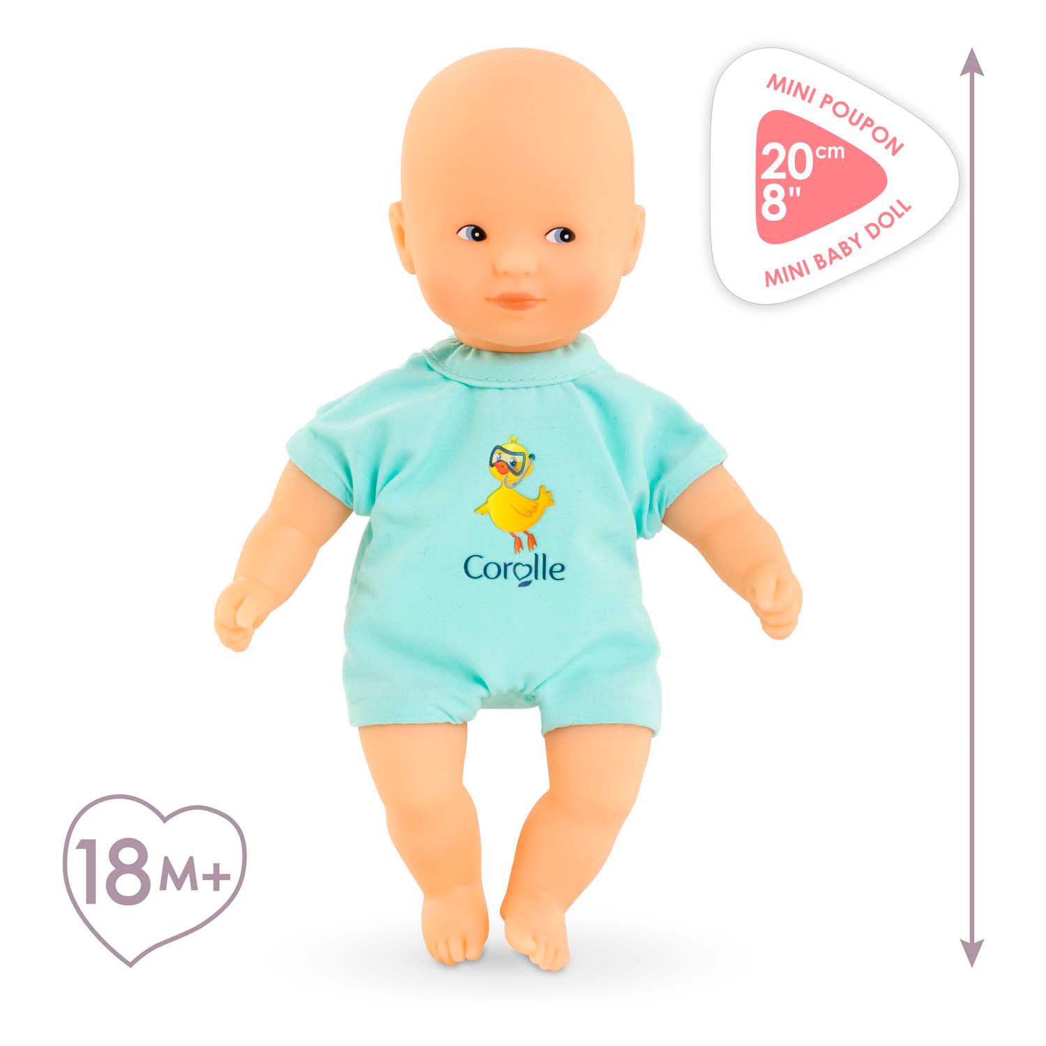 Corolle mini bad babypop - blauw, 20cm