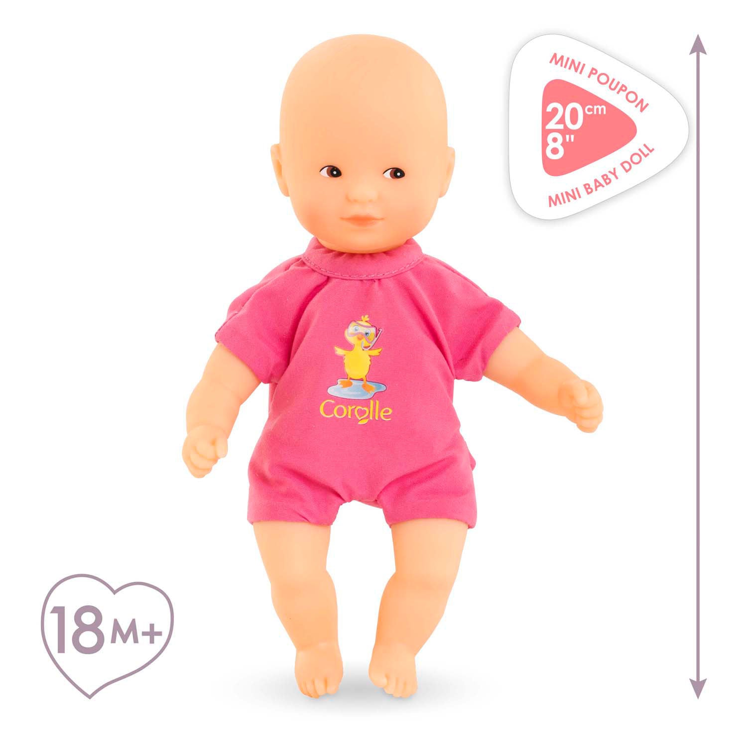 Corolle mini bad babypop - roze, 20cm