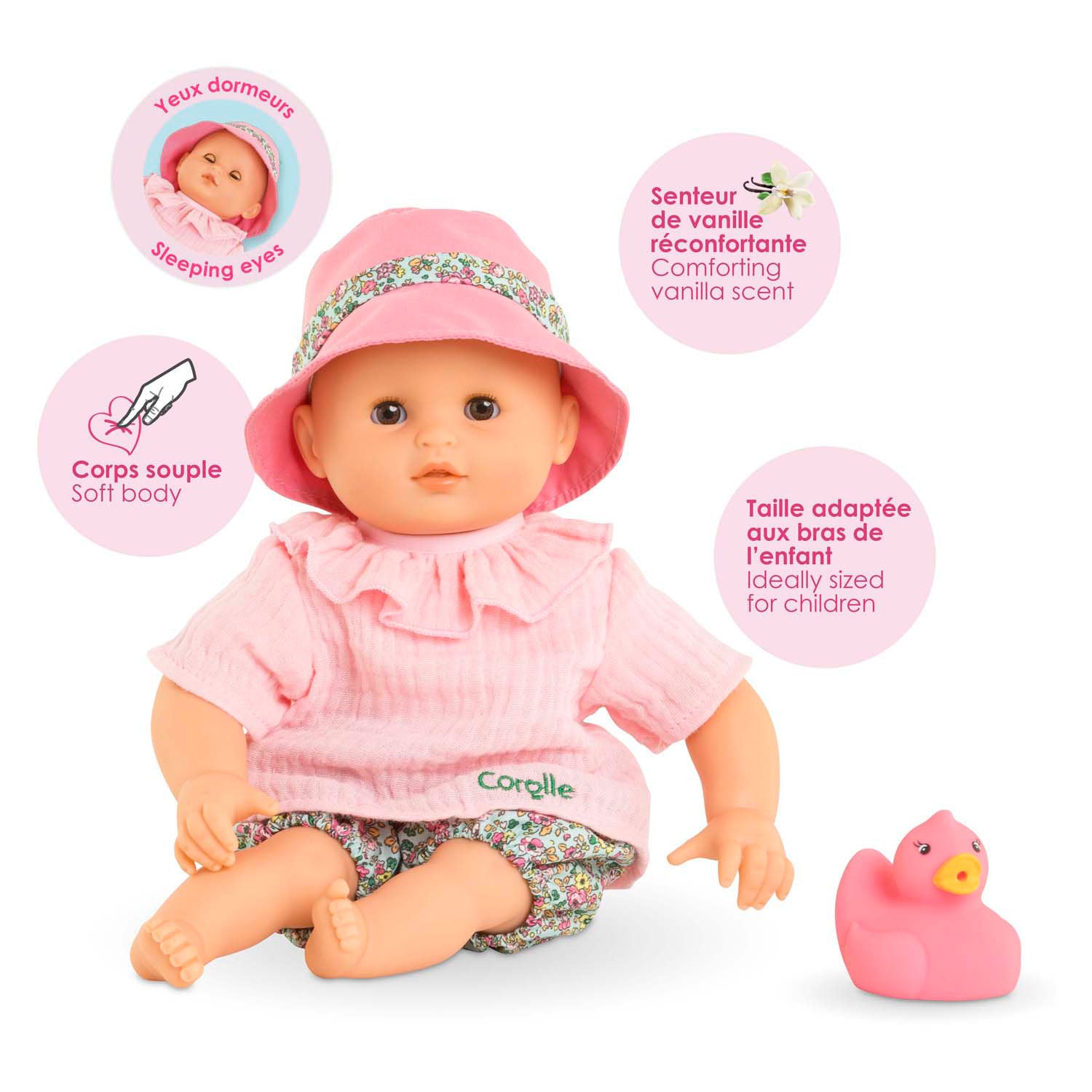 Corolle badpop coralie met badeend - bloeier, 30cm