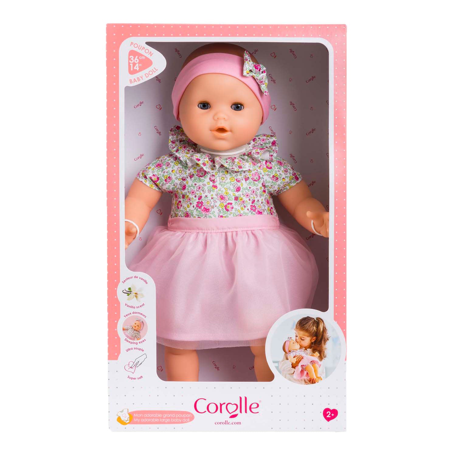 Corolle grote babypop met bloemetjes, 36cm