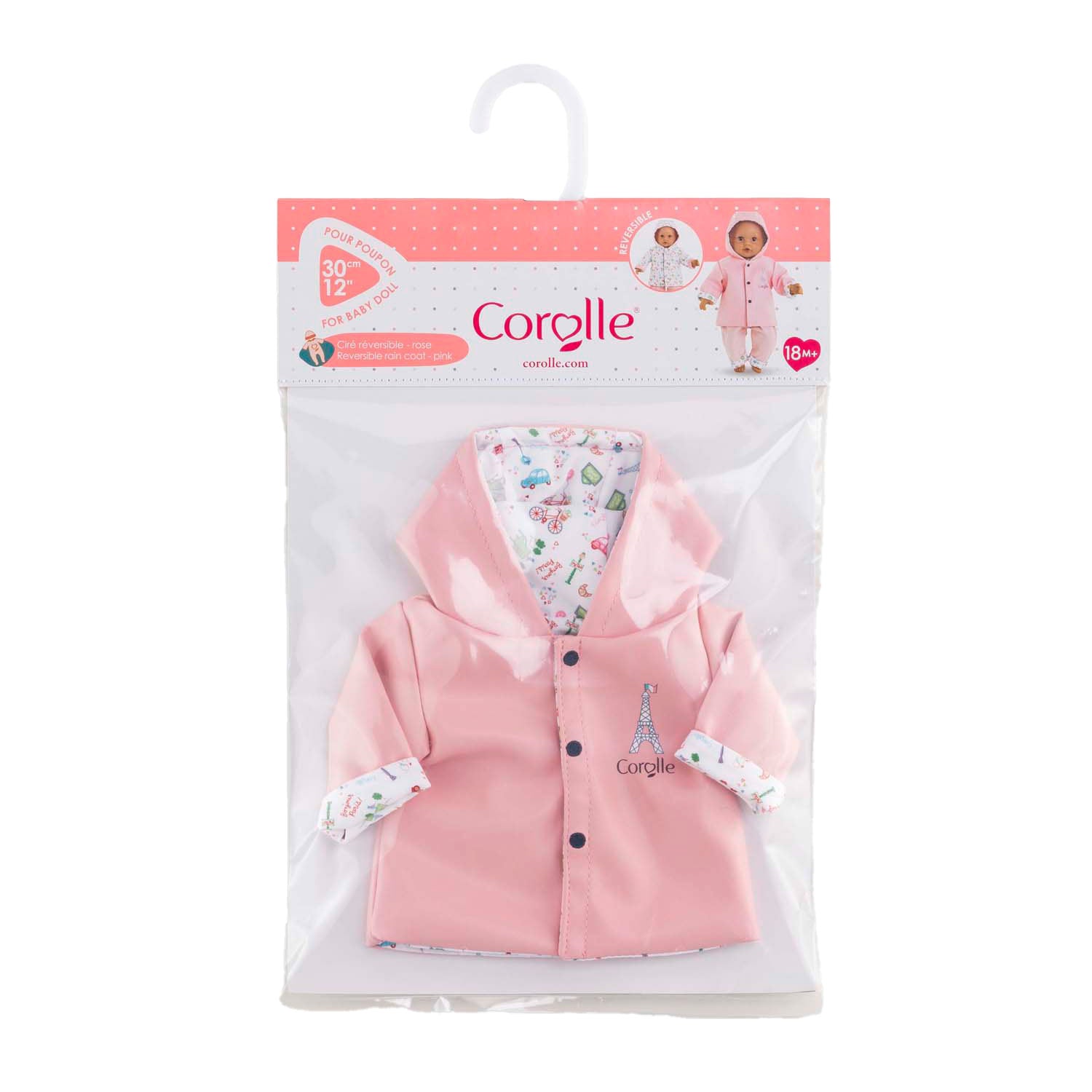 Corolle omkeerbare regenjas voor babypop, 30cm