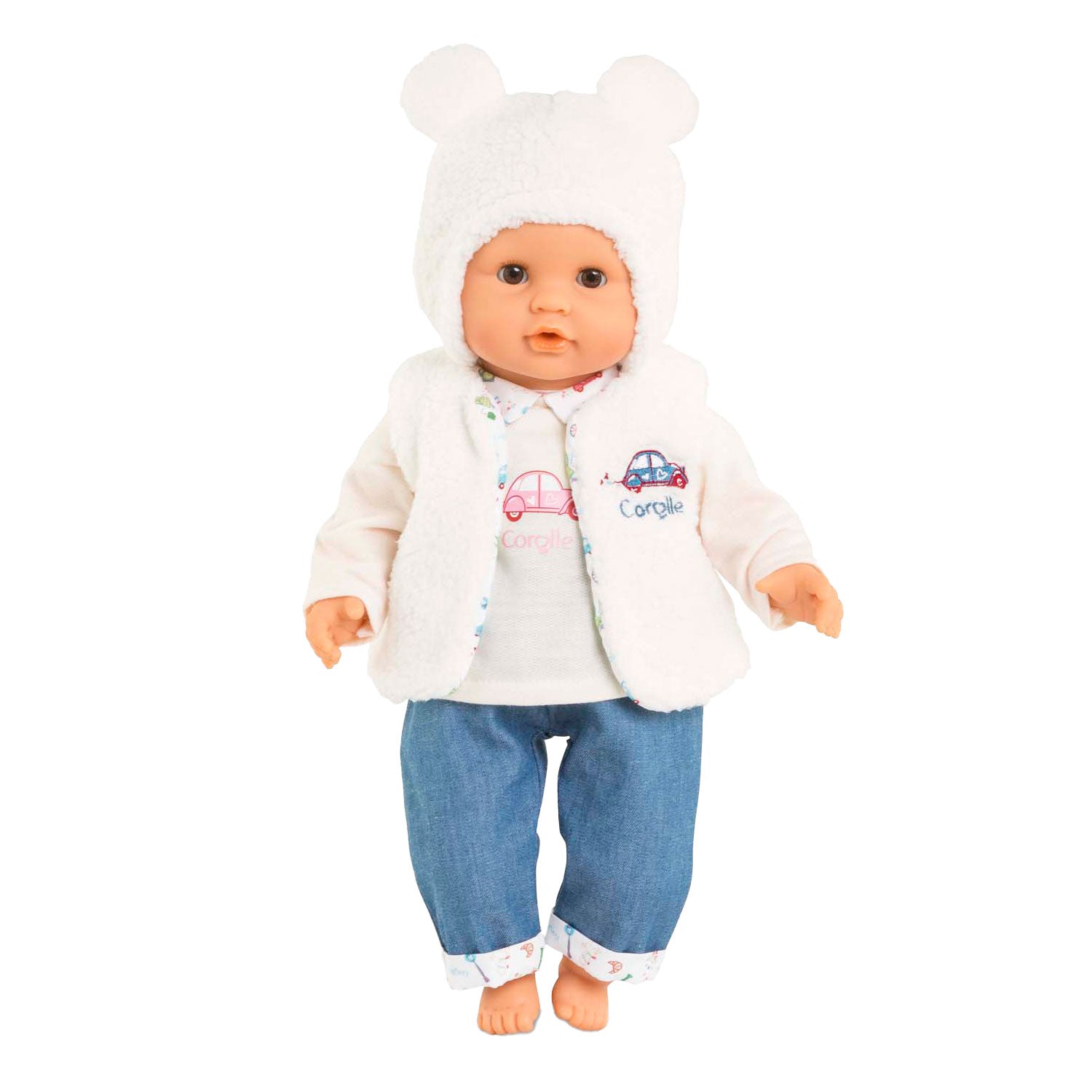 Corolle winterset babypop kleding wit 30cm - poppenoutfit.
