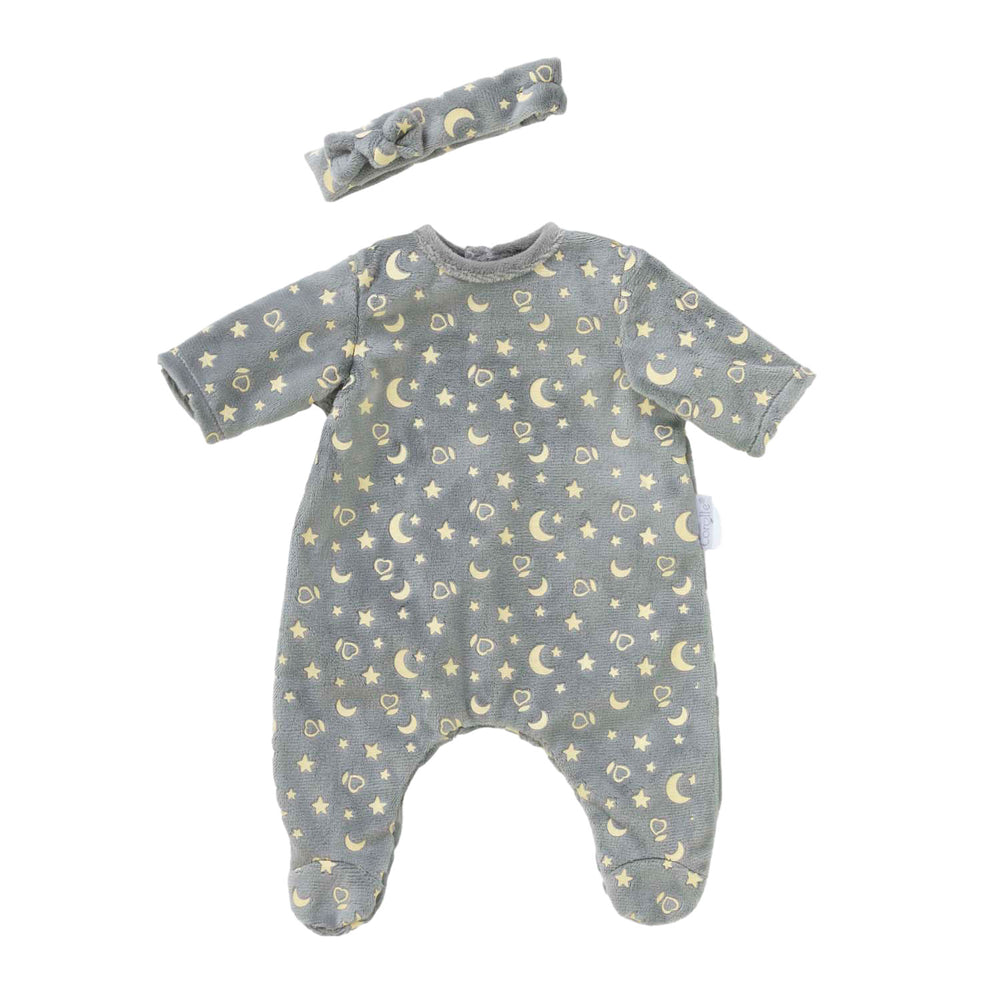 Corolle poppen pyjama glitter in het donker en haarband, 36cm