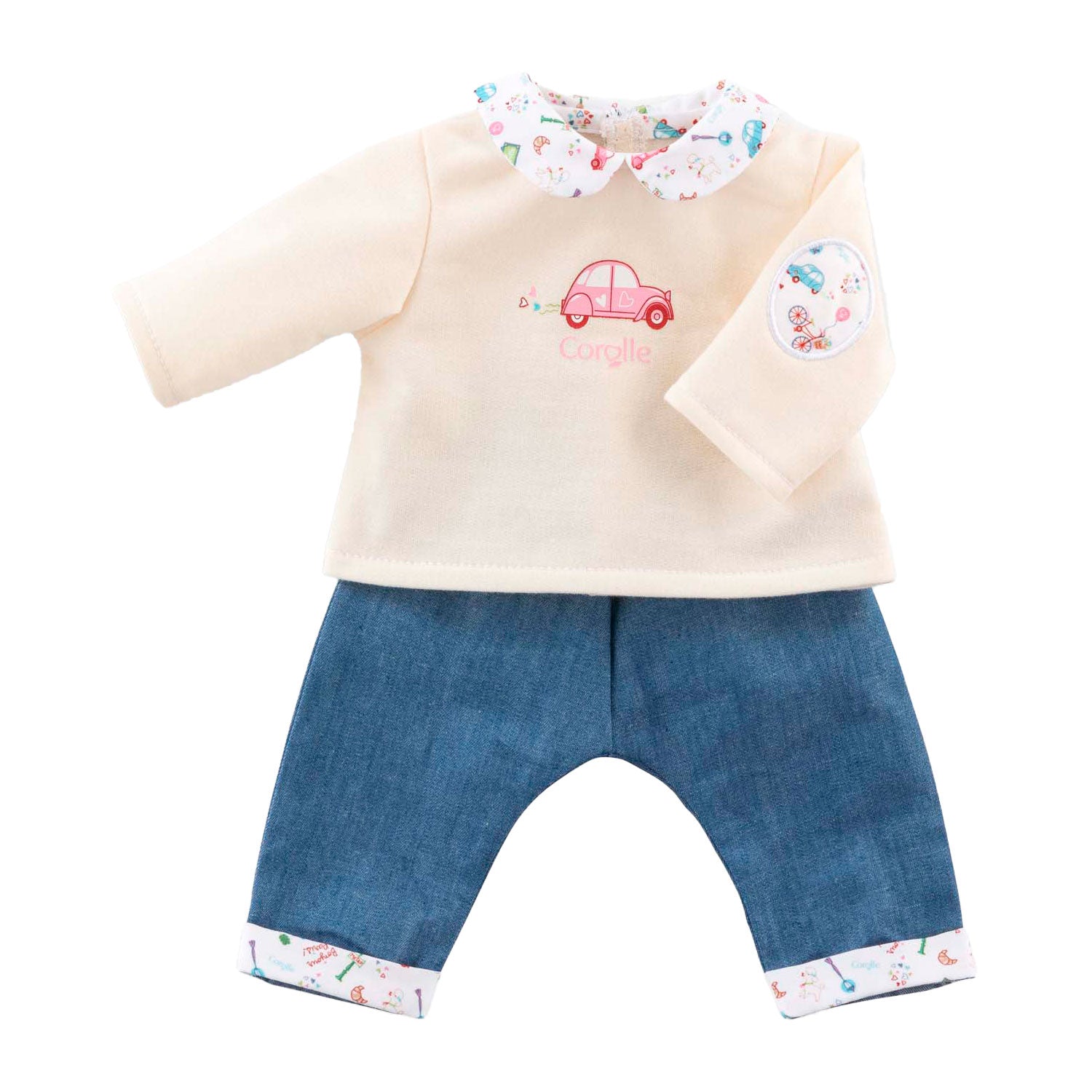 Corolle t-shirt en spijkerbroek voor babypop, 36cm