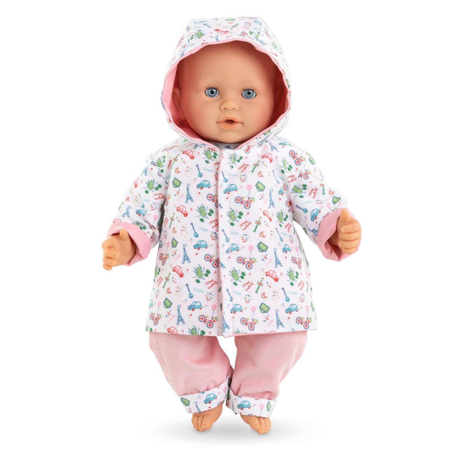 Corolle omkeerbare regenjas voor babypop, 36cm