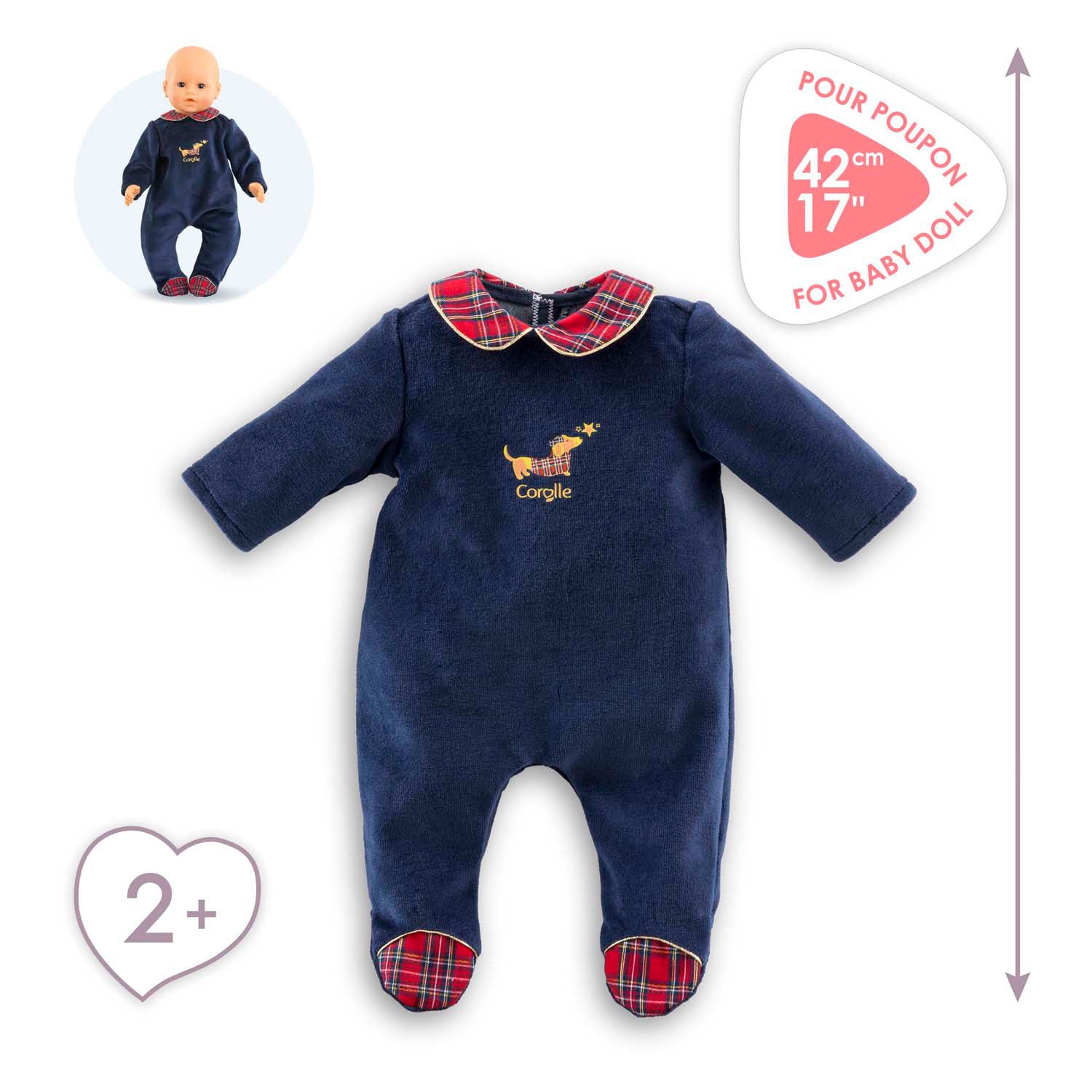 Corolle poppen pyjama - marineblauw - poppenkleding 42cm.