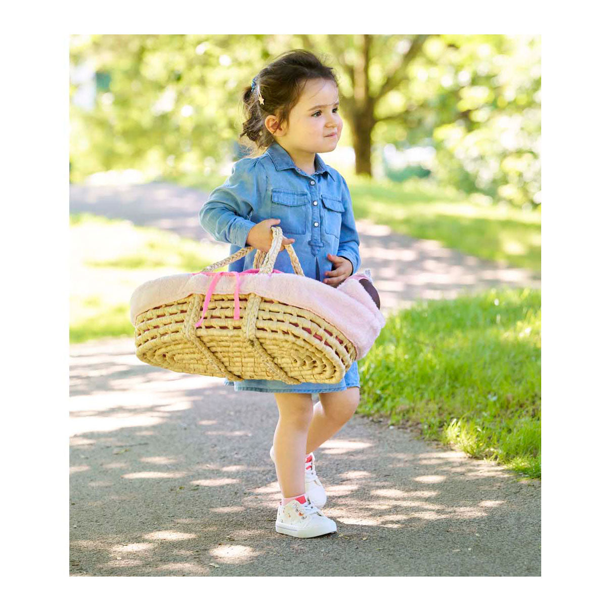 Corolle gevlochten mandenset voor babypop - pluche