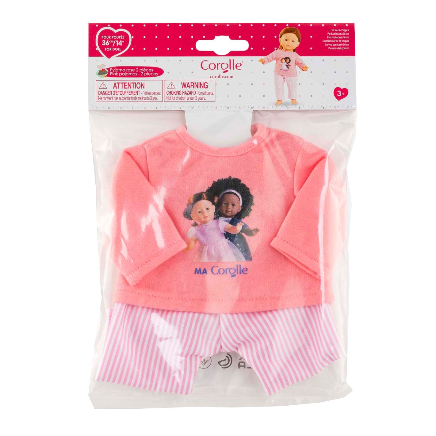 Corolle roze pyjama voor poppen van 36cm, 2dlg.