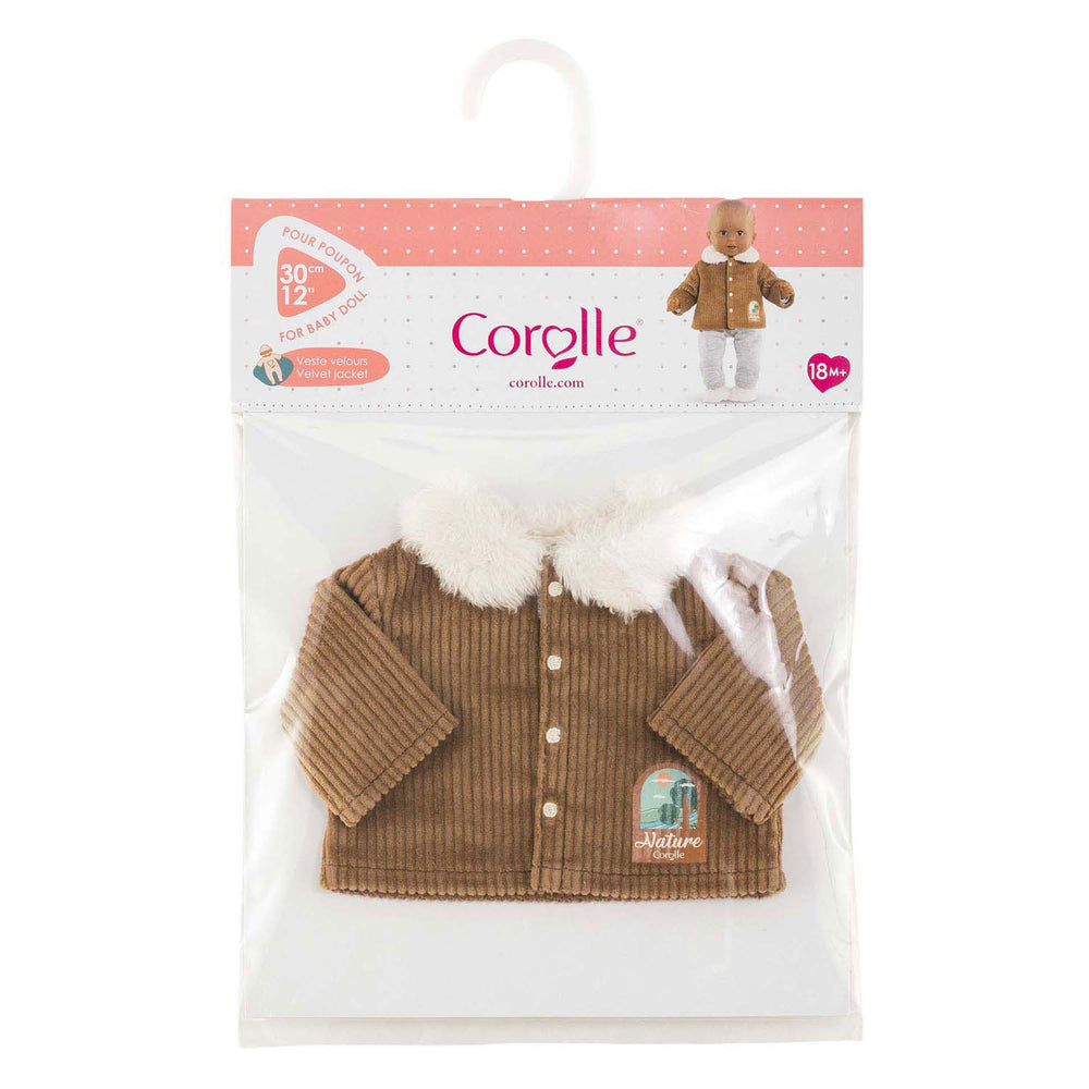 Corolle poppenjasje velours kleine ontdekker 30cm bruin fleece.