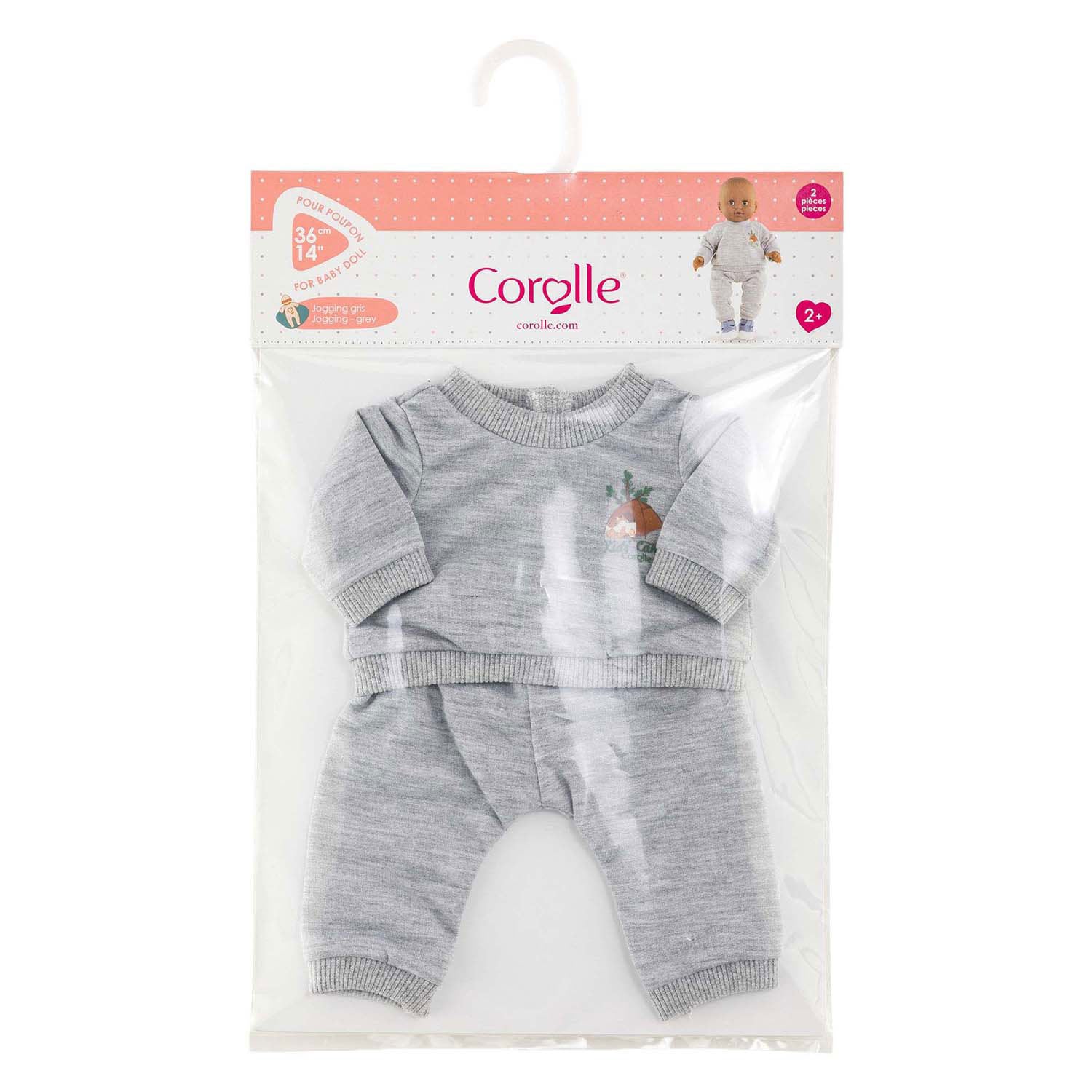Corolle grijs joggingpak kleine ontdekker - 36cm