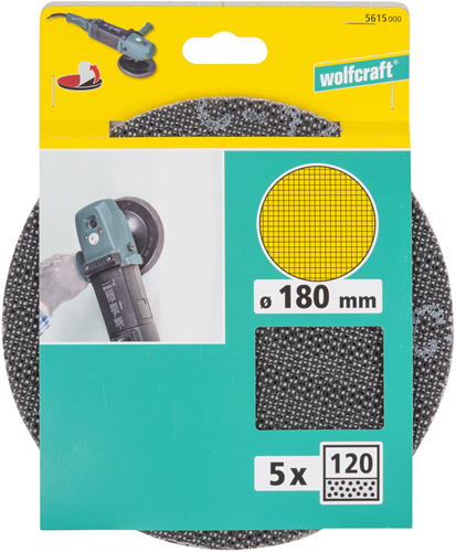 Wolfcraft hecht stramienen | sic | k120 | ws | ø180mm | 5 stuks - 5615000