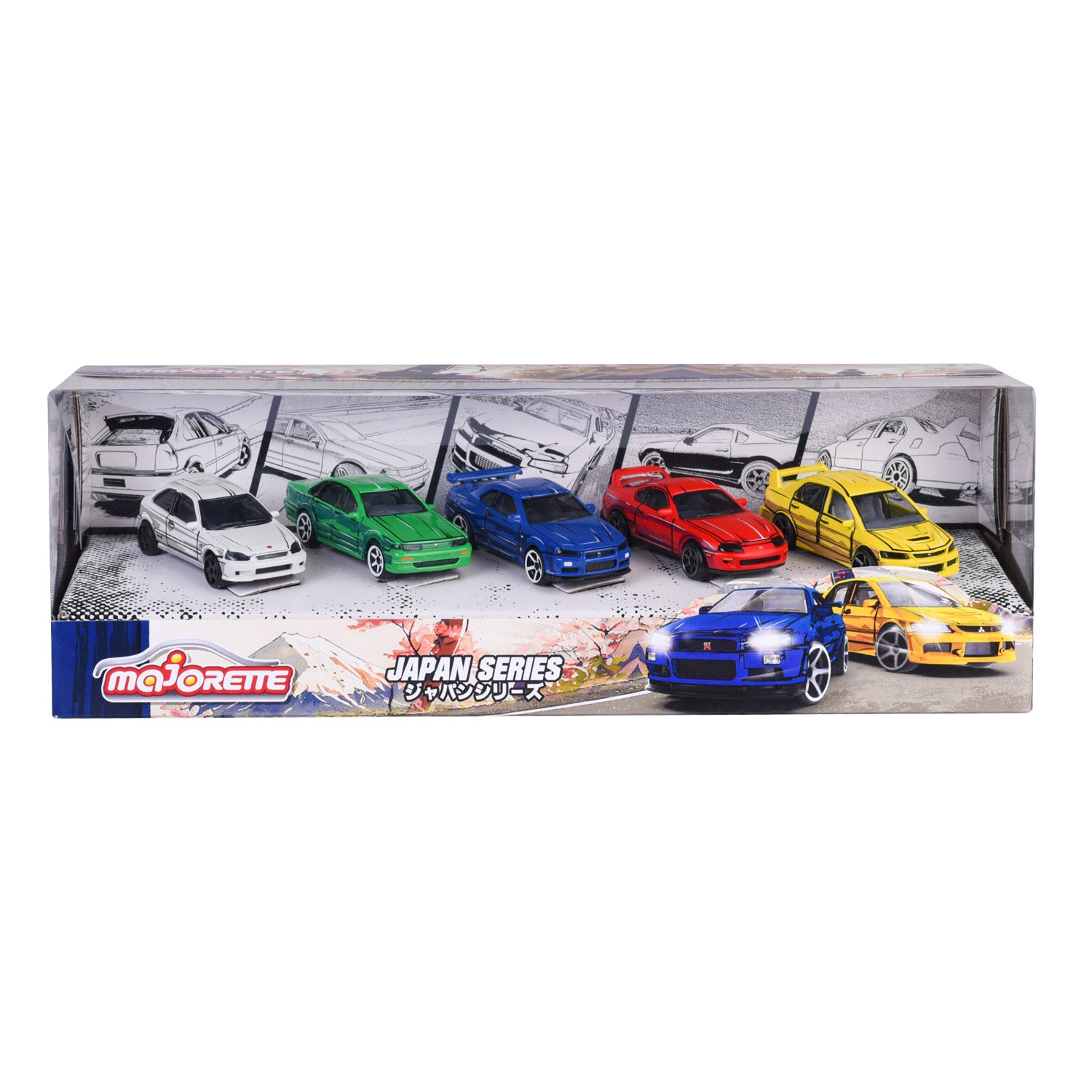 Majorette Japan-serie gegoten auto's geschenkverpakking, 5st.