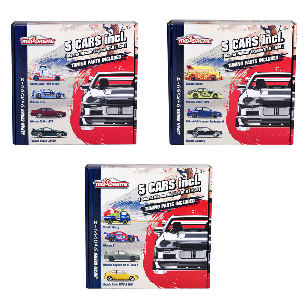Majorette Japanse serie die-cast auto's bonuspakket, 5st.