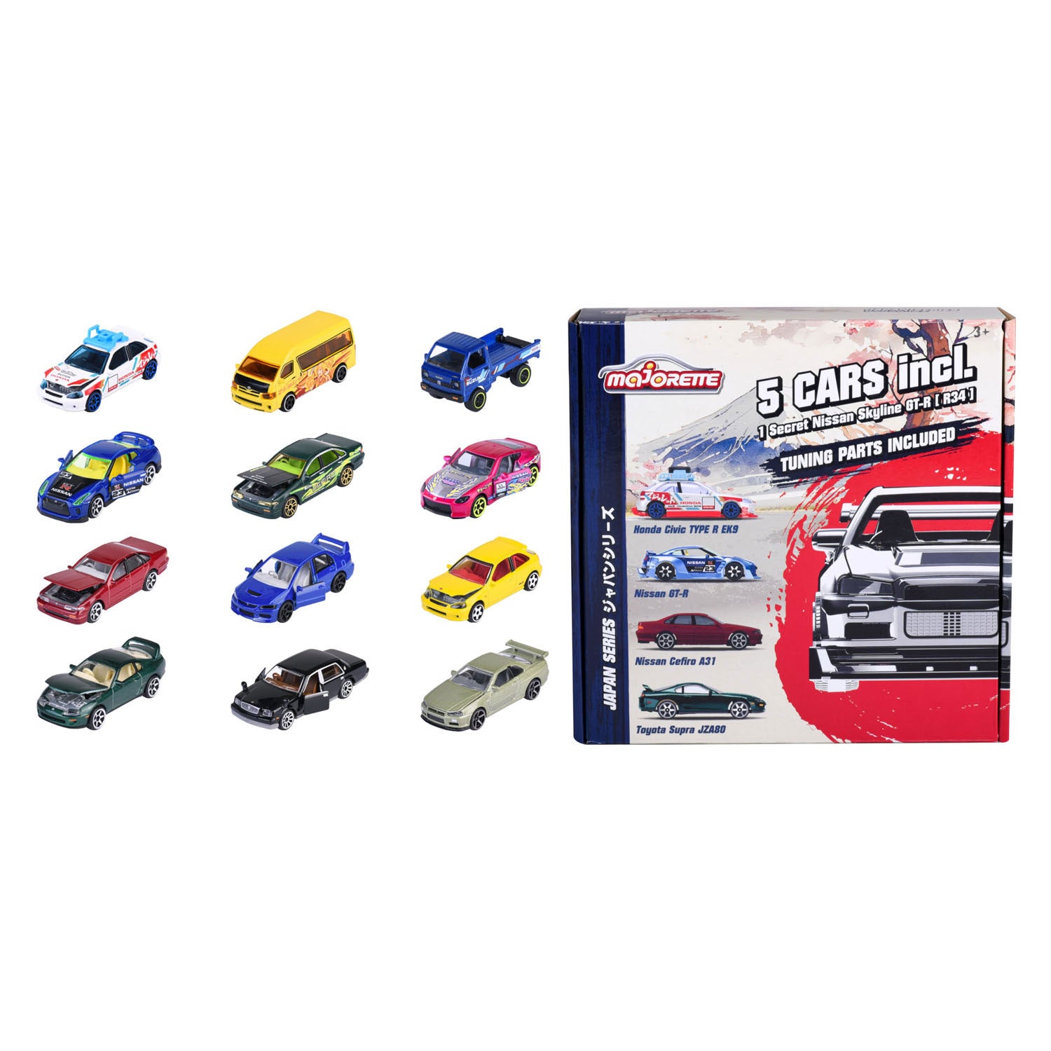 Majorette Japanse serie die-cast auto's bonuspakket, 5st.