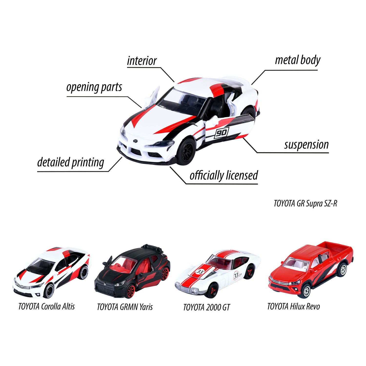 Majorette Toyota Die-Cast Race Auto's geschenkverpakking, 5st.
